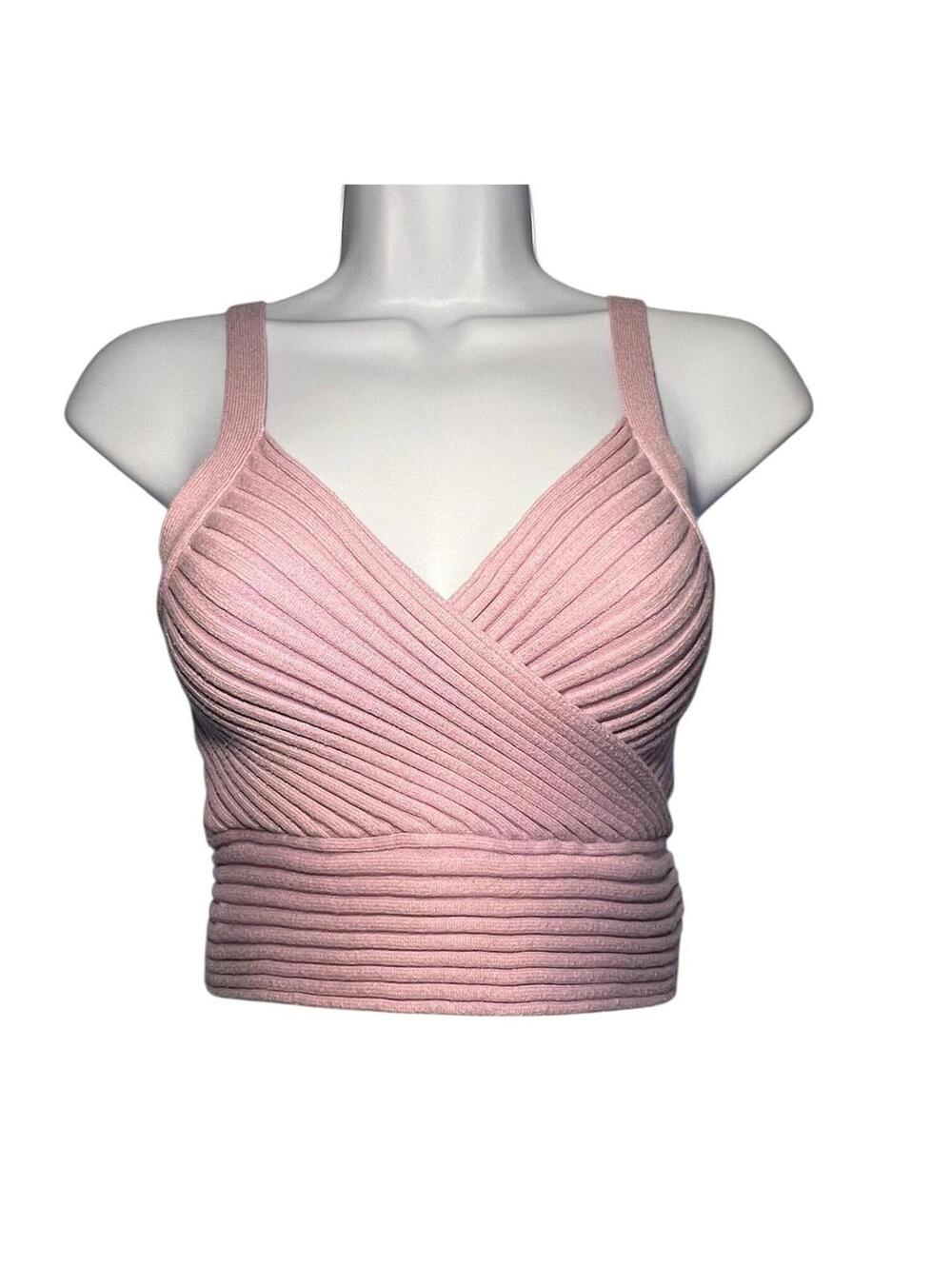 Polly Princess, Arlene Pink Ribbed Crop, Y2K Barbiecore Balletcore Size S/M
